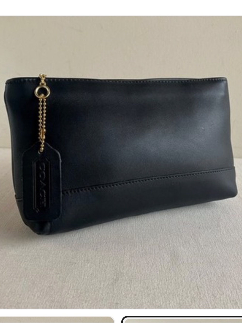 Vintage 90's Coach Black Glove Tanned Leather Large Cosmetic
Bag #7172